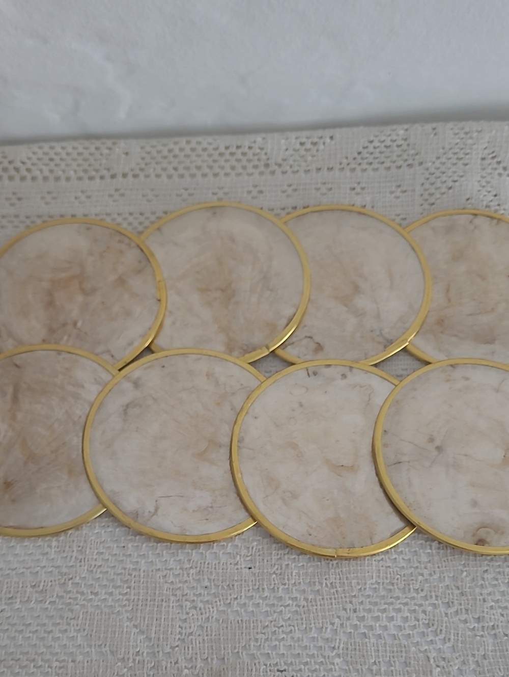 Set Of 8 Capriz Shell Coasters